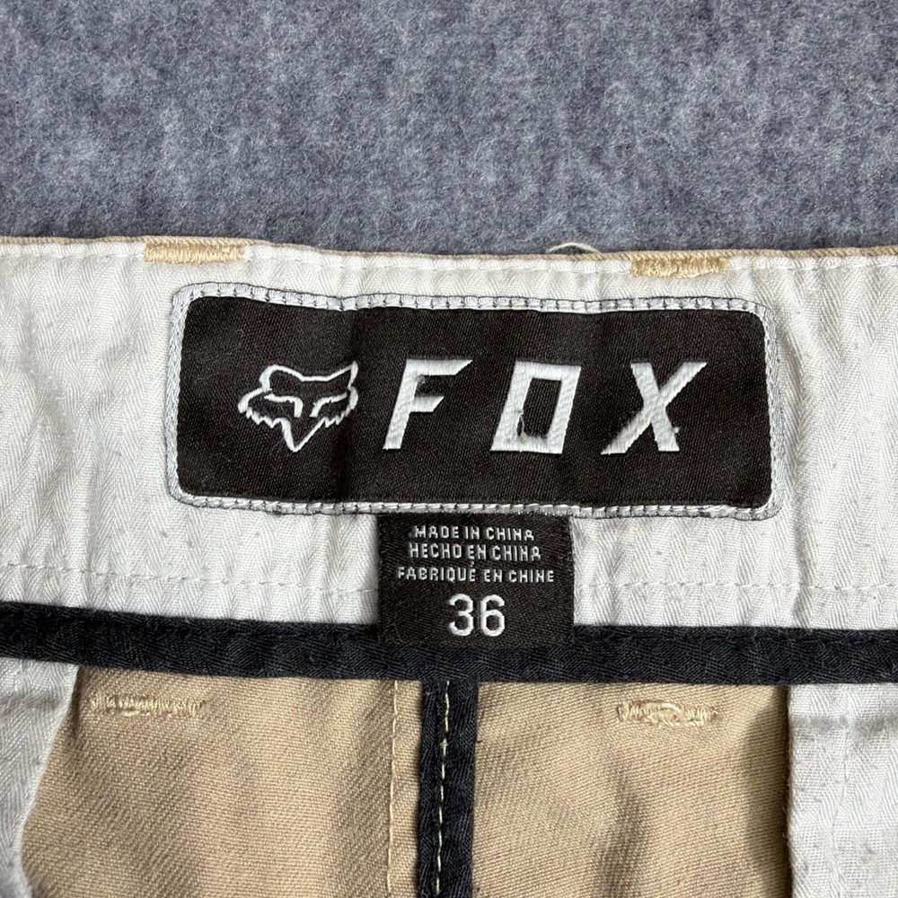 FOX Motocross Shorts Men's 36 Y2K Racing Tan Khaki Work Stained - Picture 6 of 13